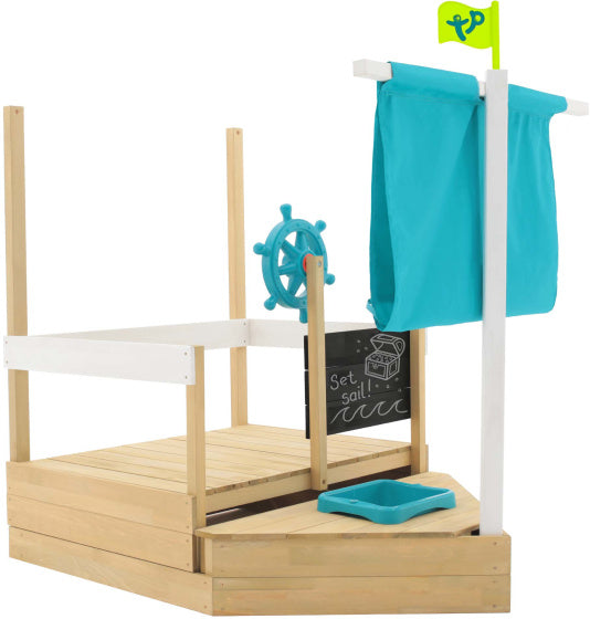 TP Toys Ahoy Holzspielboot mit ausziehbarem Sandsackzubehör
