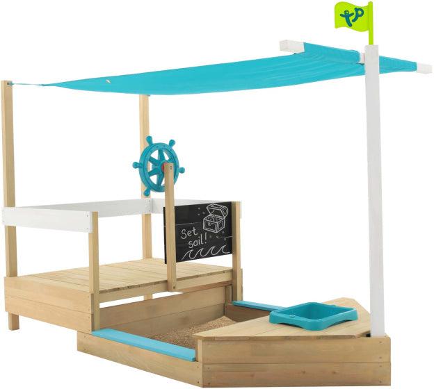TP Toys Ahoy Holzspielboot mit ausziehbarem Sandsackzubehör