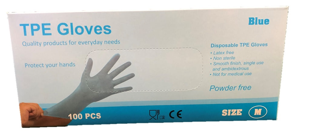 Tpe wegwerphandschoenen s blauw 100