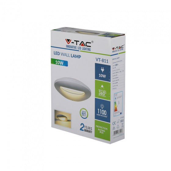 Lámpara de pared V-Tac VT-811 LED 10W 3000K 1100 LM 30 x 21.5 cm blanco