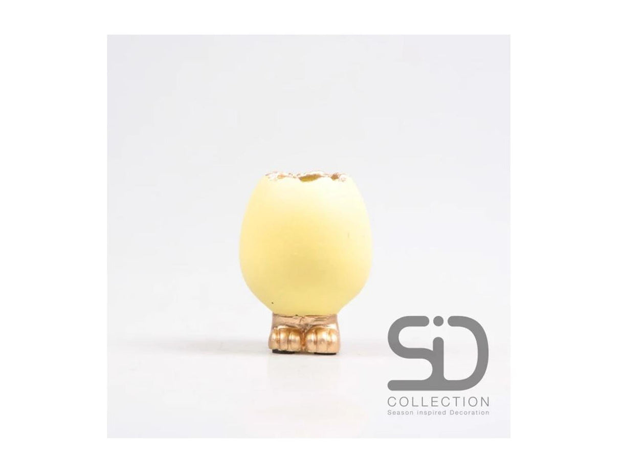 Season inspired decoration vaas ei met voetjes 7.5x7.5x10cm geel