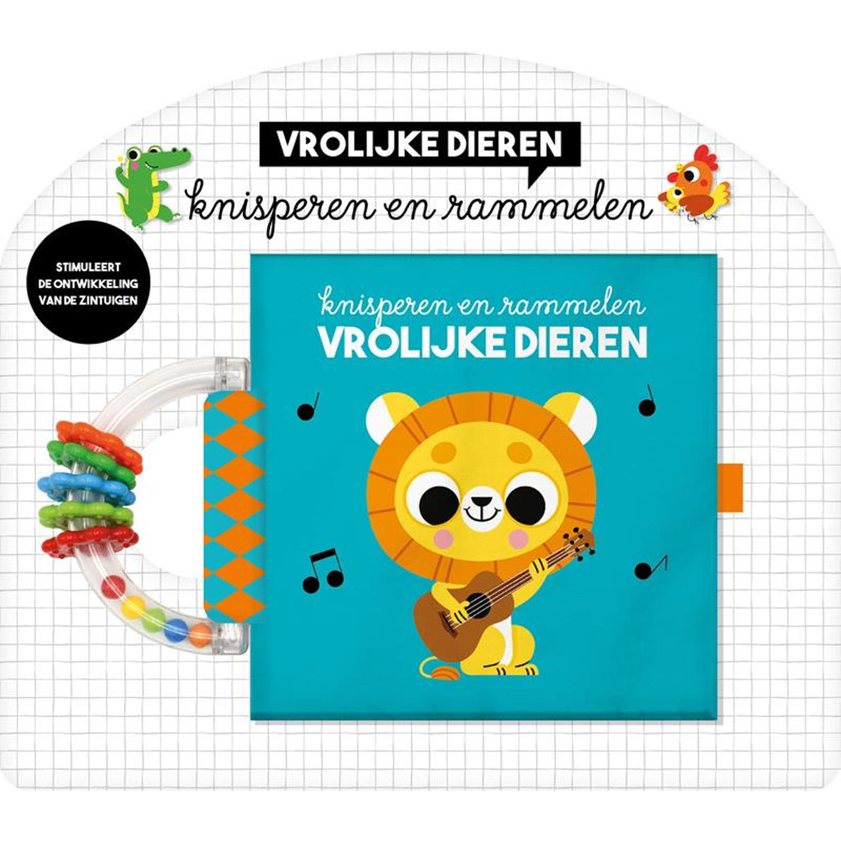 Imagebooks knisperboek + rammelaar vrolijke dieren