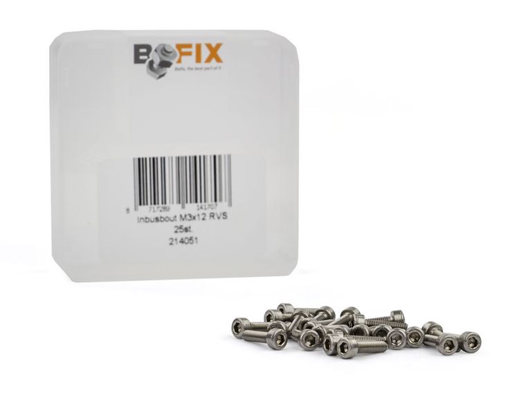BOFIX Box A 25 Allen Bolts M3x12 Acero inoxidable