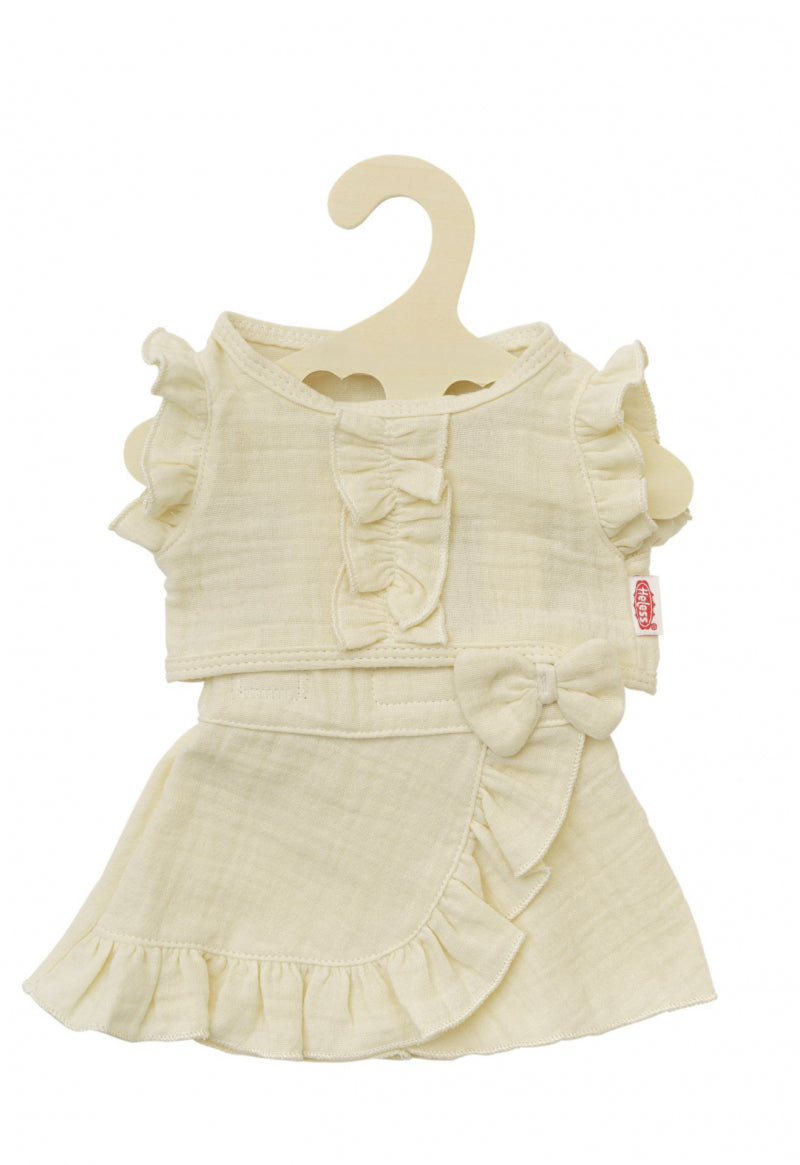 Heless Doll Wrap krirt Ecru z ruffles, 28-35 cm
