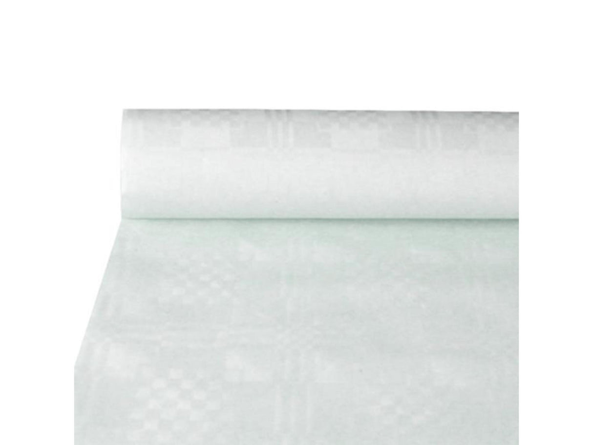 Damask duni tablecloth 118x800 cm white