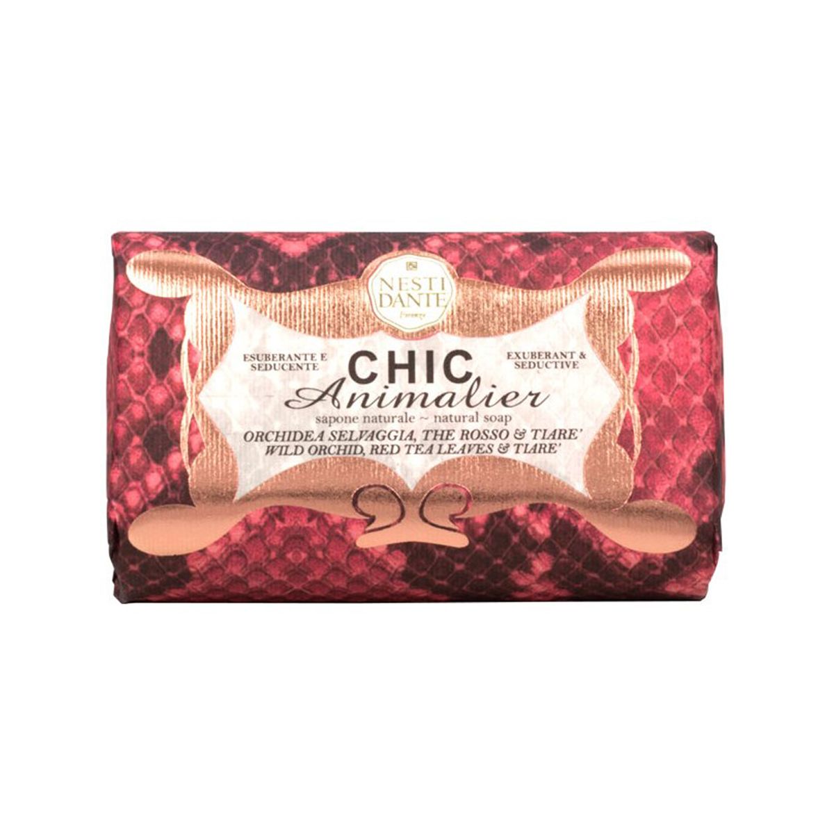 Nesti dante chic animalier wild orchid, red rea leaves tiare soap 250gr.
