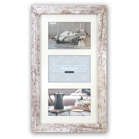 Zep Photo Frame V23106 Nelson 6 3Q vit tvätt för 3 foton