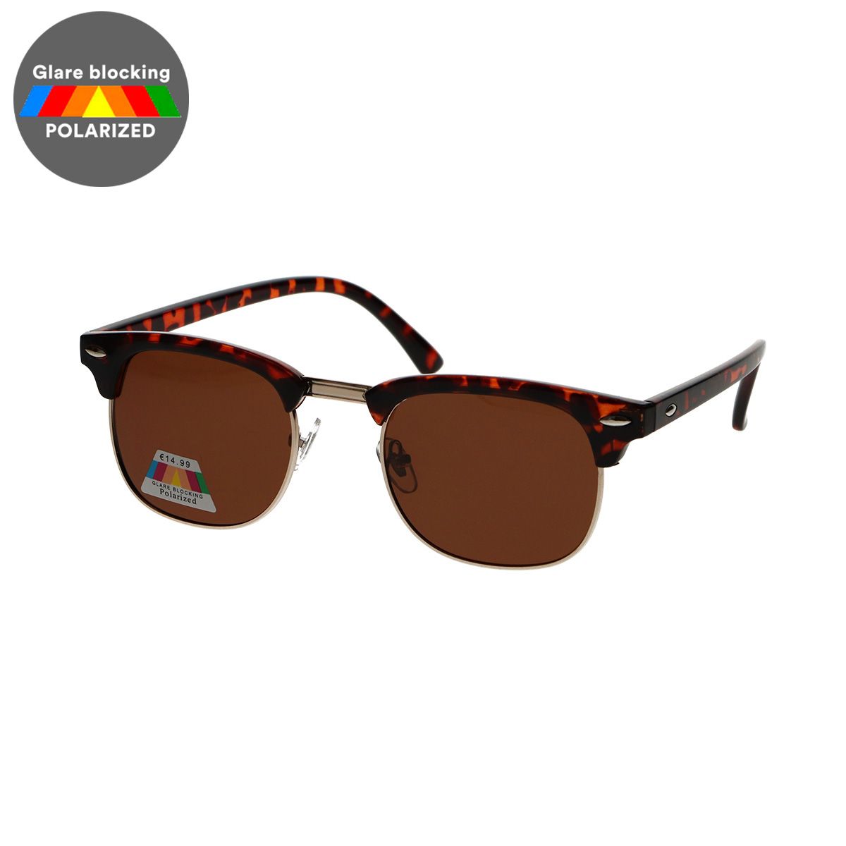 Lunettes de soleil polarisées Spectrum club square havana doré marron unisexe
