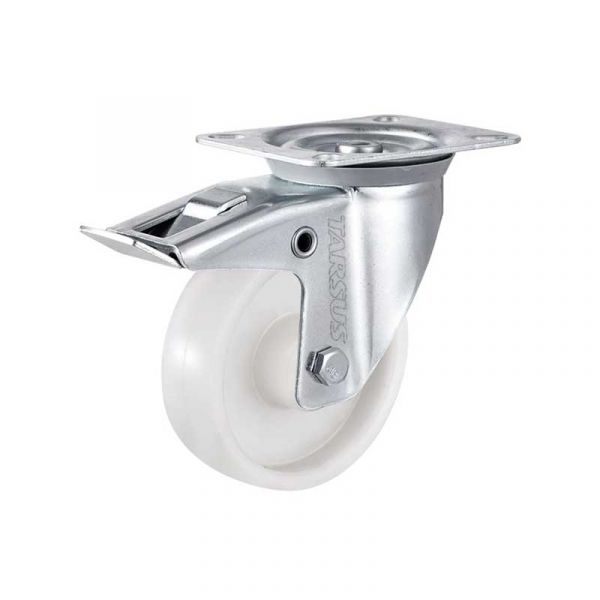 Tarsus Zwenkwiel + Rem 125 mm. blanc