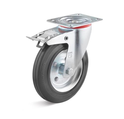 Torwegge zwenkwiel m rem rubber ø200 stalen kern