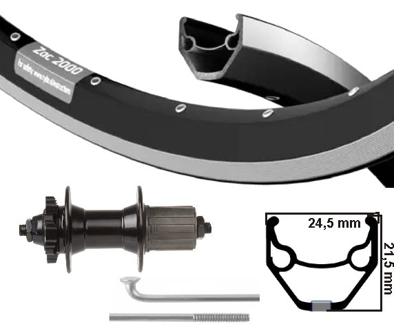 KGS Roue arrière 28 pouces (622) ZAC421 SW ZIL DISK 8-10 SP 6 BOULON PUTAGES
