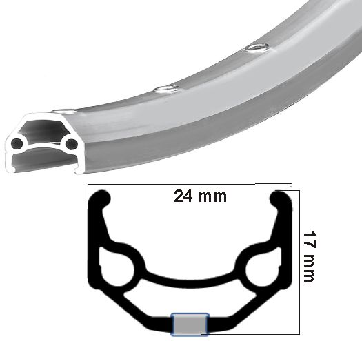 Ryde Zac 19 Rim Silver Etro 622 28 pollici 36 fori 14g 24 mm di larghezza