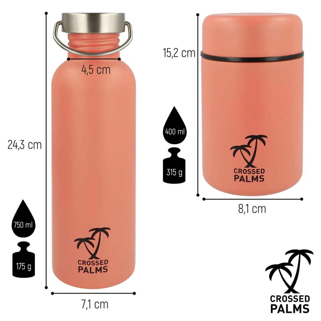 Palme incrociate le palme incrociate che bevono bottiglia e set di contenitori alimentari