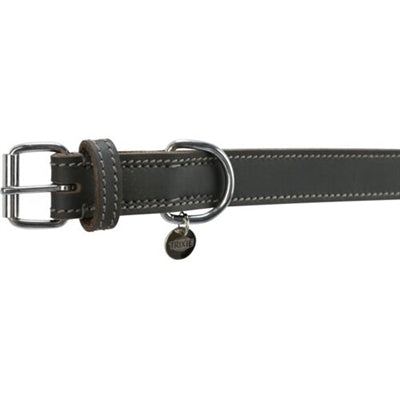 Trixie collar dog rustic fat leather gray