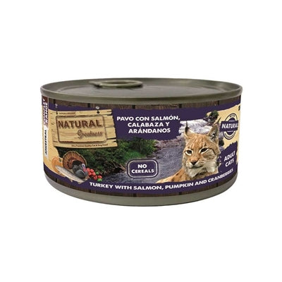 Grandeza natural gato pavo salmón pumbin arándanos