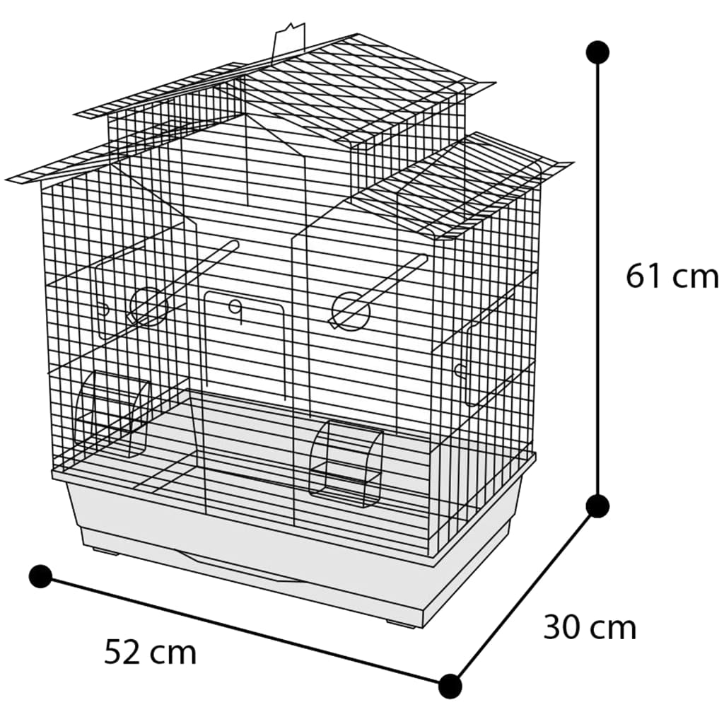 Flamingo Flamingo Bird Cage Numfor 52x30x61 cm nero