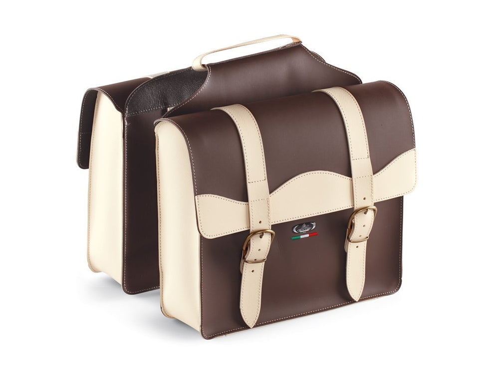 Monte Grappa Double Biccle Bag 'City' Skai usnjena rjava krema