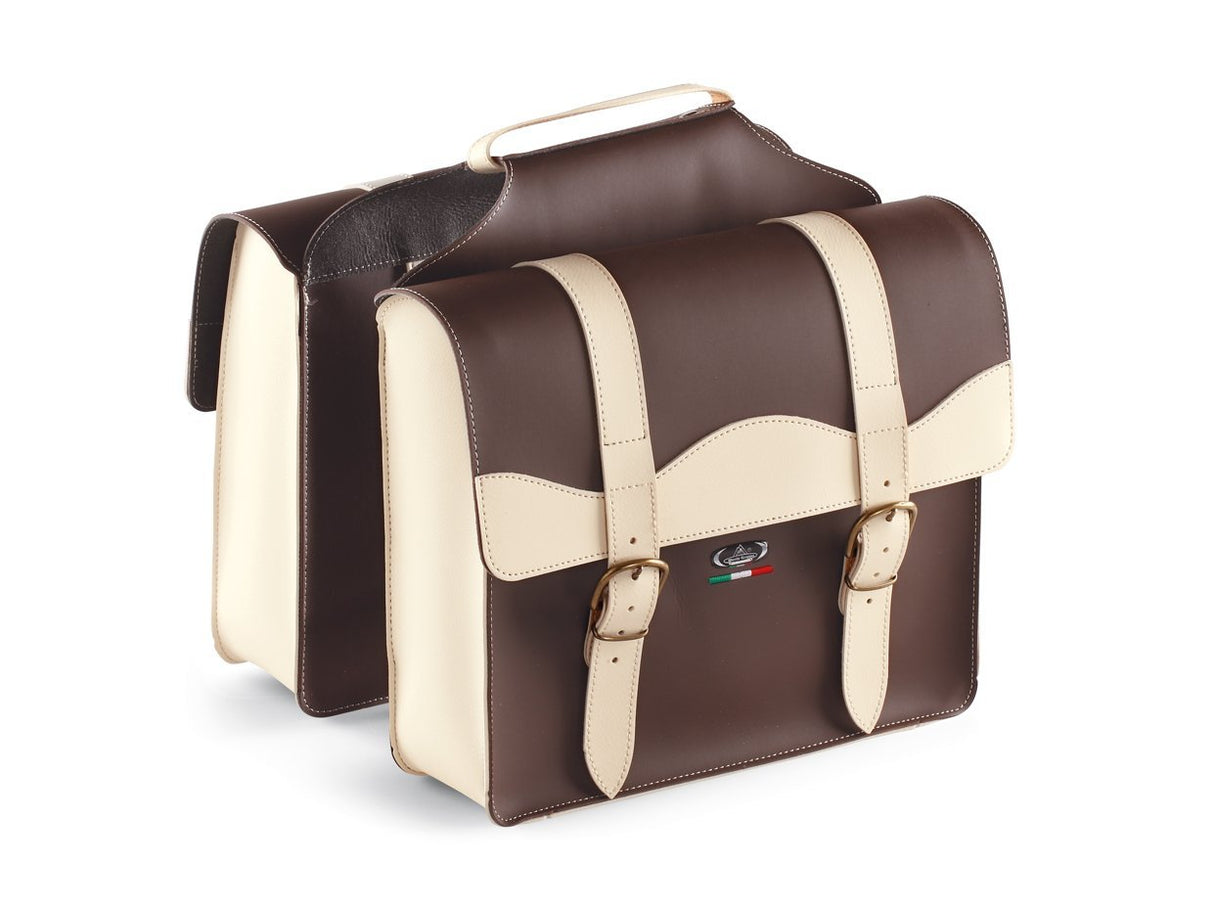 Monte Grappa Double Biccle Bag 'City' Skai usnjena rjava krema
