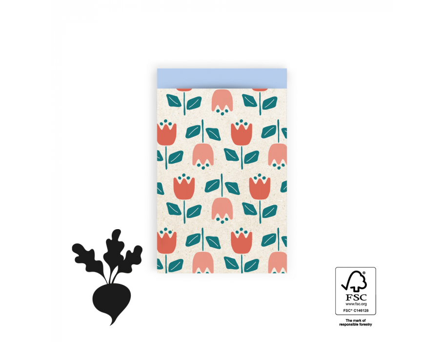 Sacs-cadeaux House of Products Tulips Sky Blue 12x19cm 200st