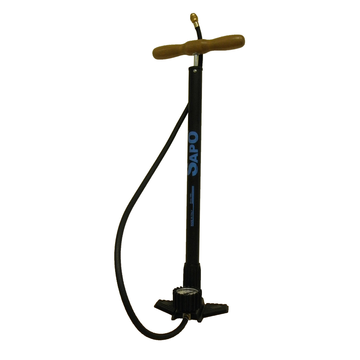 SapO OK Full floor pump with pressure gauge HV FV AV black