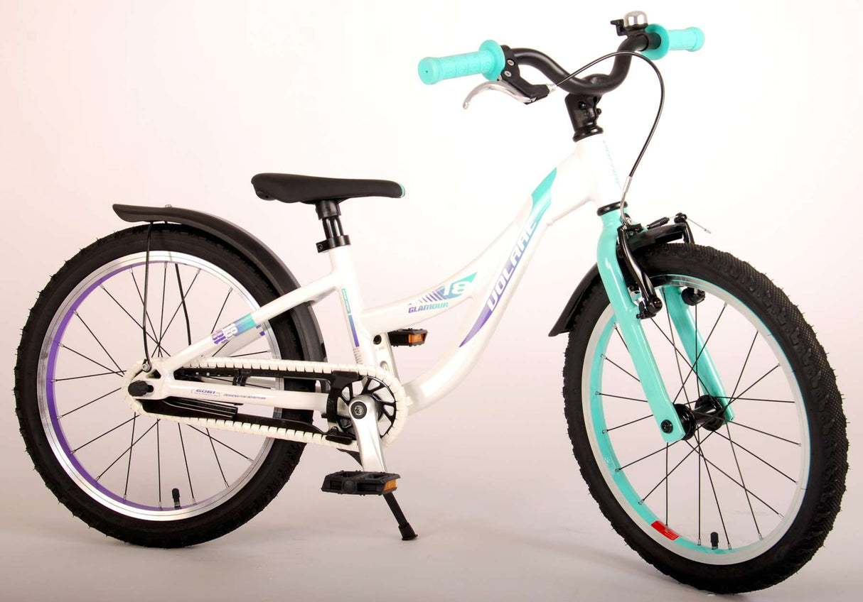 Volare Glamour Children's Bicycle - Girls - 18 Inch - White Mint Green - Prime Collection