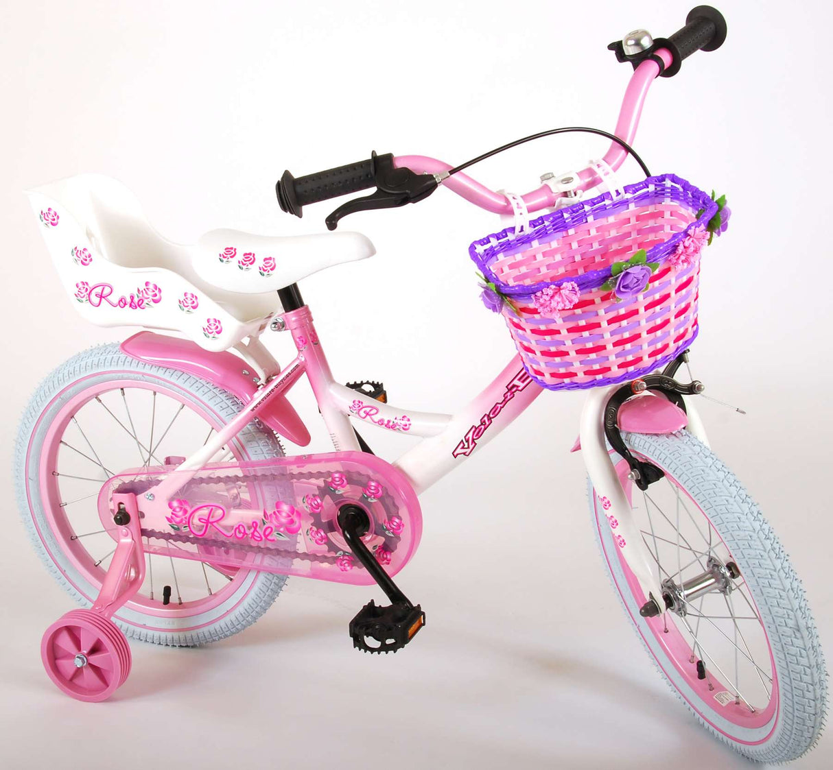 Volare Rose Children's Bicycle - Girls - 16 inch - Pink White - 95% assembled
