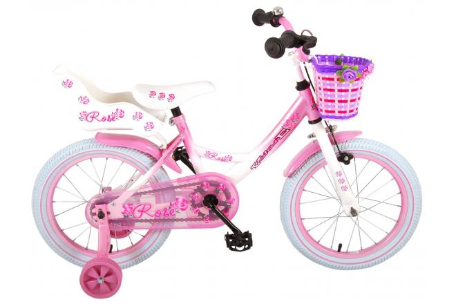 Volare Rose Children's Bicycle - Girls - 16 inch - Pink White - 95% assembled