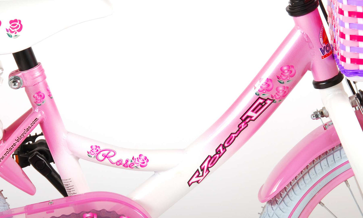 Volare Rose Children's Bicycle - Girls - 16 inch - Pink White - 95% assembled