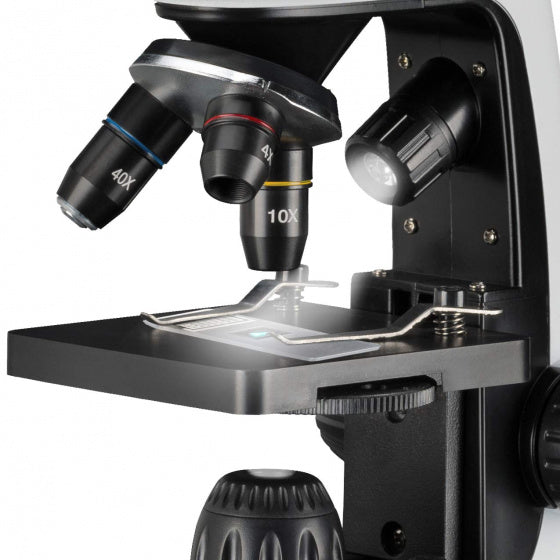 Microscope Bresser 40x-20000x Junior 30 cm en acier blanc 8 pièces