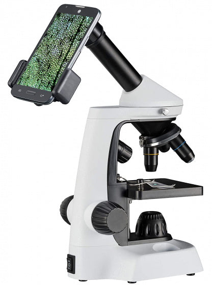 Microscope Bresser 40x-20000x Junior 30 cm en acier blanc 8 pièces