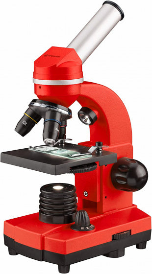 Microscope Bresser Junior 29 cm en acier rouge 28 pièces