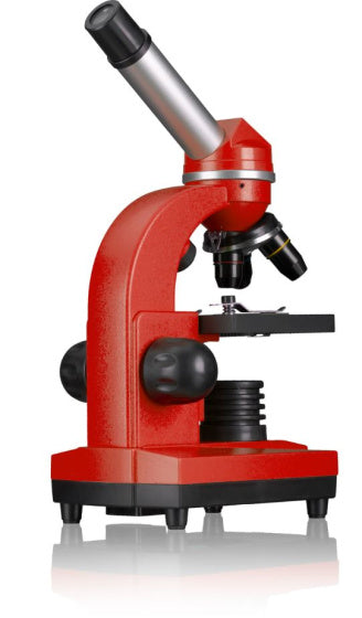 Microscope Bresser Junior 29 cm en acier rouge 28 pièces