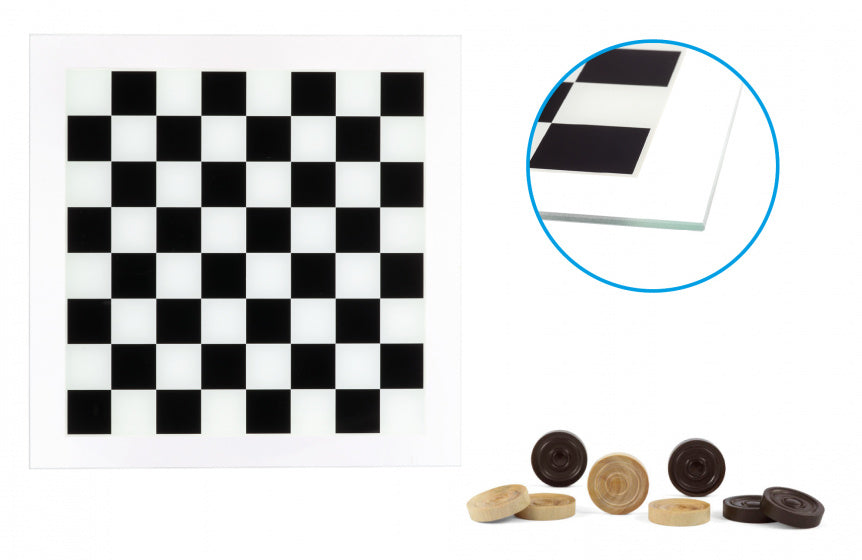 Dal Negro Damspel 29 x 29 cm Glas HOUT Schwarz Weiß