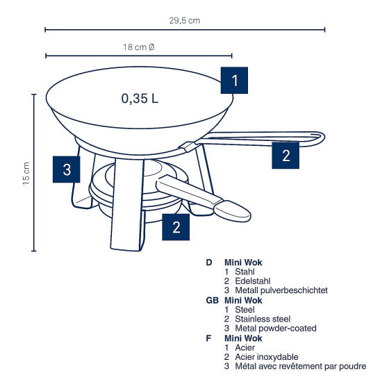 Kela Joy Mini WOK z Rechaud Ø 18 cm črna