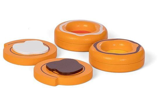 Mamamemo Danish pastry junior 6 cm wood orange brown 4-piece