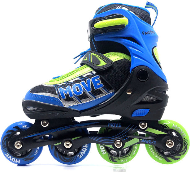 Move Inline skates Fast semi-softboot adjustable blue green size 34-37