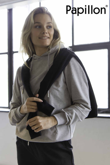 Papillon Schweess Hoody Coton Dammen Grey Gréisst xxl