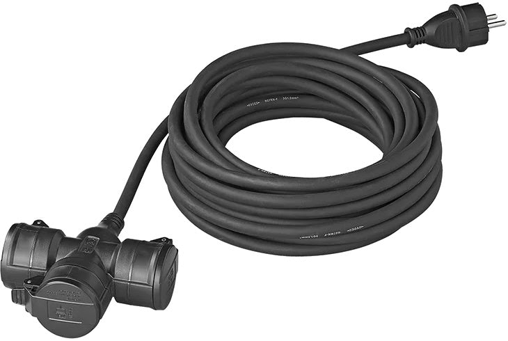 PROPLUS-förlängningskabel Schuko 3-faldig 20 meter 3x1.5mm² svart