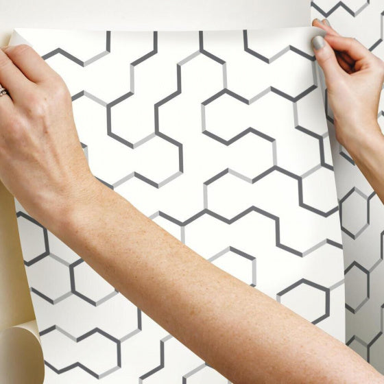 Colocat de papier peint et bâton géométrique 503 cm gris en vinyle