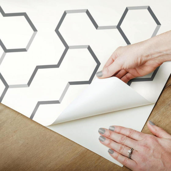Colocat de papier peint et bâton géométrique 503 cm gris en vinyle