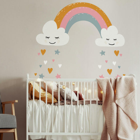 Współlokatorzy naklejka ścienna Rainbow Hearts 112 cm winyl 47-częściowy