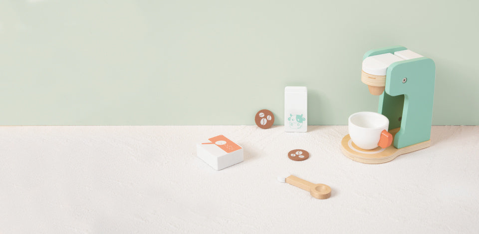 Toky Toy Holzkaffeemaschine mit Accessoires 7-teilig