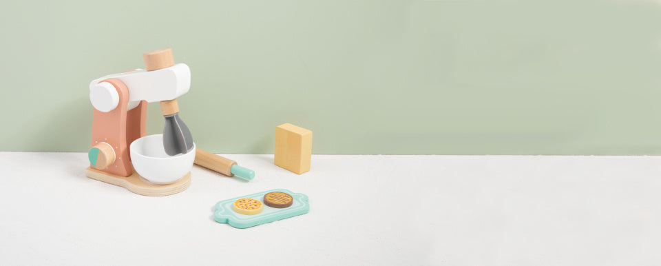 Toky Toy Holzküchenmixer mit Accessoires 7-piefe