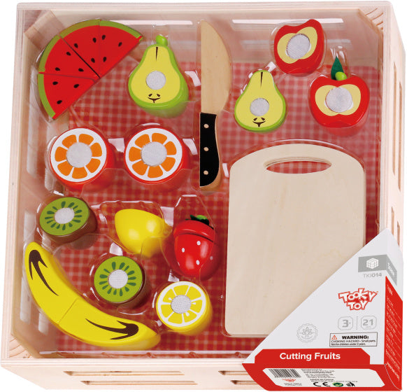 Toky-Spielzeug Holzfruchtbox mit Schneidfenster 21-teilig