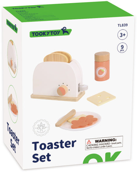 Tooky toy Wooden Toaster with Accessories 9-piece
