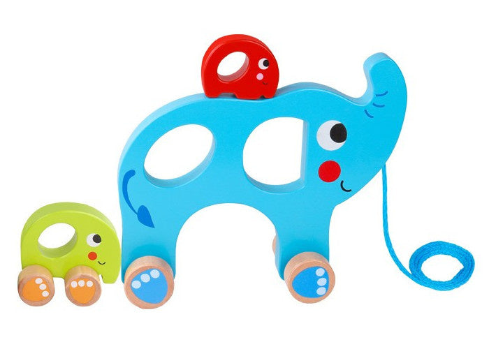 Toky Toy Elephant Holz Trek Abbildung 18 Monate Blau 3-teiliger