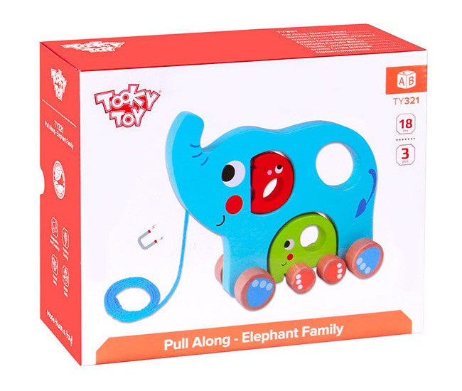 Toky Toy Elephant Holz Trek Abbildung 18 Monate Blau 3-teiliger