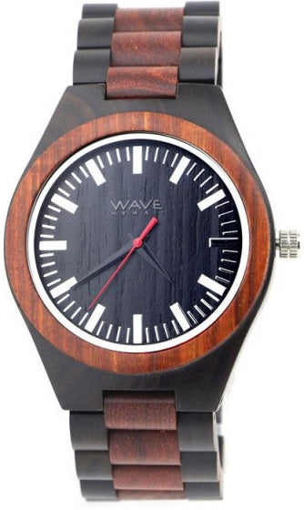 Vague hawaii watch citoyen miyota hommes 4,5 cm en bois noir brun