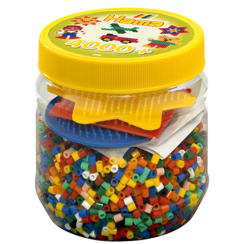 Hama iron-on beads in tub 4000 pieces + 3 base plates