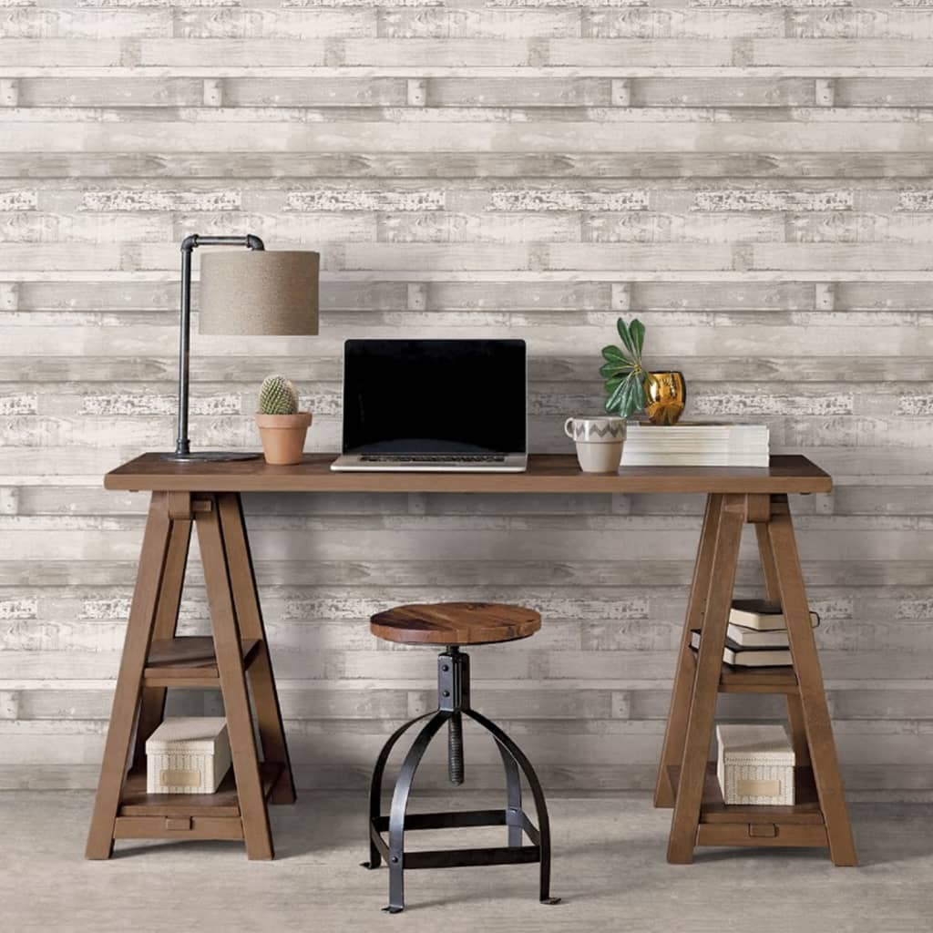 Noordwand Noordwand Wallpaper Homestyle Wood Broken White and Gray